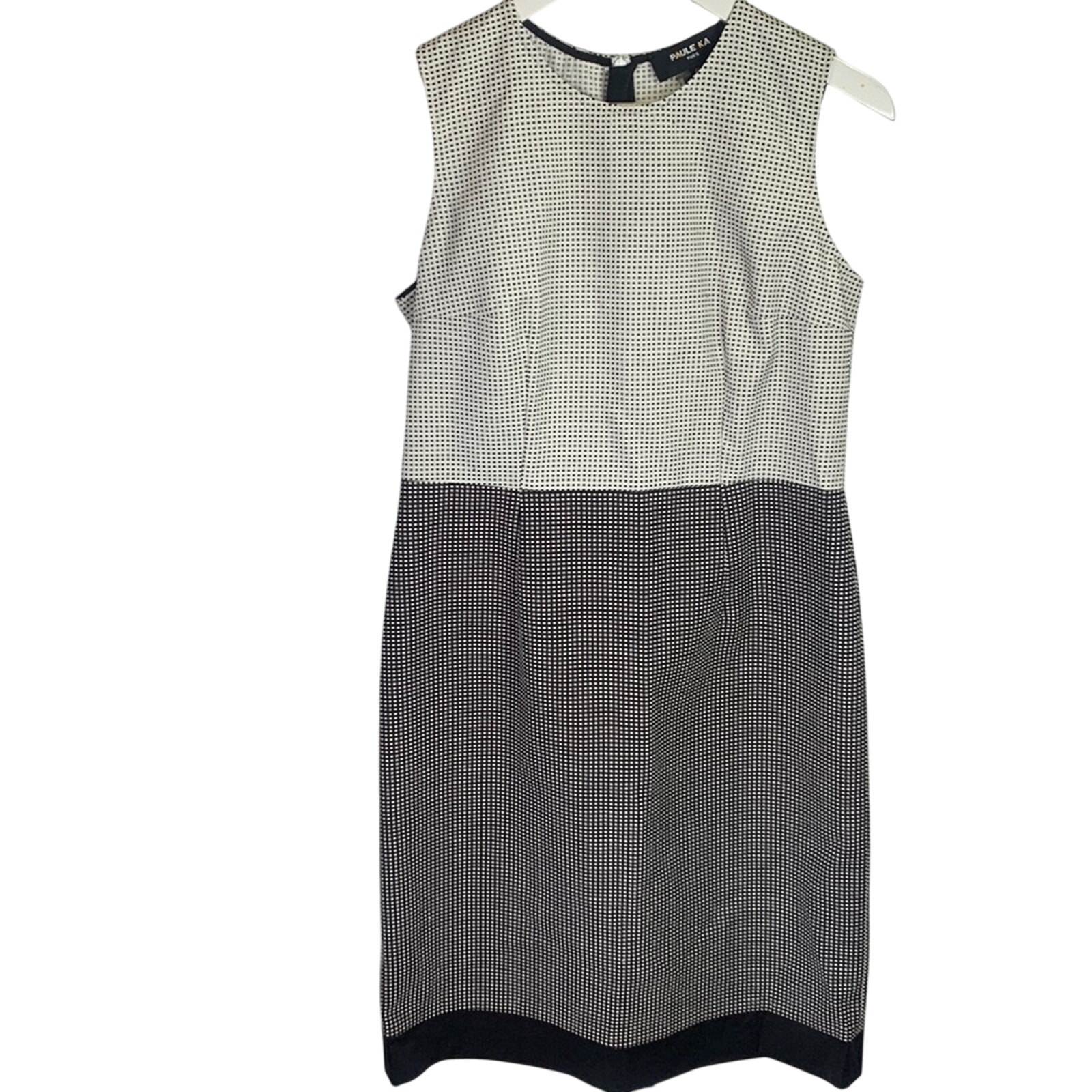 Paule Ka Paris Modern Black White Geometric Sleeveless Shift Dress W-616 Size 10